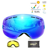 COPOZZ Brand Ski Goggles Double Lens UV400 Anti Fog Unisex Snowboard Ski Glasses With Night Vision Ski Lens Snow Eyewear Adult