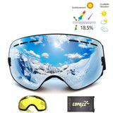 COPOZZ Brand Ski Goggles Double Lens UV400 Anti Fog Unisex Snowboard Ski Glasses With Night Vision Ski Lens Snow Eyewear Adult