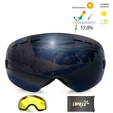COPOZZ Brand Ski Goggles Double Lens UV400 Anti Fog Unisex Snowboard Ski Glasses With Night Vision Ski Lens Snow Eyewear Adult