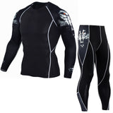 Winter Thermal Underwear Set Men's Sportswear Running Training Warm Base Layer Compression Tights Jogging Suit Men's Gym  MMA