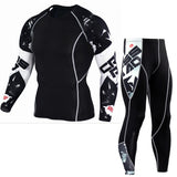 Winter Thermal Underwear Set Men's Sportswear Running Training Warm Base Layer Compression Tights Jogging Suit Men's Gym  MMA