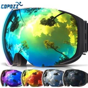 COPOZZ brand ski goggles replaceable magnetic lenses UV400 anti-fog ski mask skiing men women snow snowboard goggles GOG-2181
