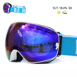 UV400 Anti-fog Double Layers Ski Goggles Big Lens Ski Mask Glasses Skiing Snow Snowboard Eyewear Mirror polarize Goggles for men