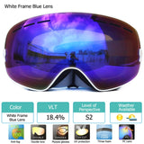 UV400 Anti-fog Double Layers Ski Goggles Big Lens Ski Mask Glasses Skiing Snow Snowboard Eyewear Mirror polarize Goggles for men