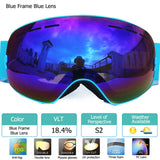 UV400 Anti-fog Double Layers Ski Goggles Big Lens Ski Mask Glasses Skiing Snow Snowboard Eyewear Mirror polarize Goggles for men