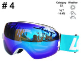 LOCLE Ski Glasses Double Layers UV400 Anti-fog Ski Goggles Snow Skiing Snowboard Motocross Goggles Ski Masks or Eyewear